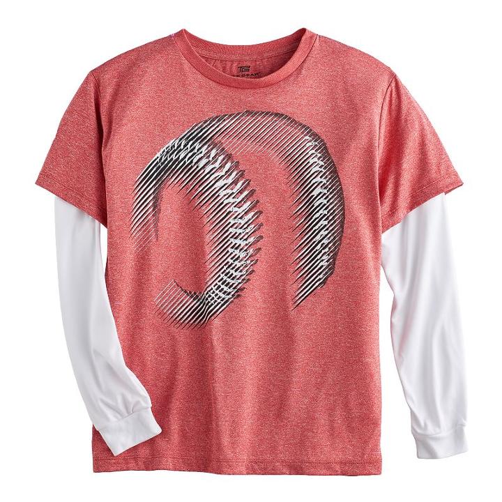 Boys 8-20 Tek Gear&reg; Mock-layered Graphic Tee, Boy's, Size: Large, Dark Red