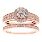 14k Gold 1 Carat T.w. Igl Certified Diamond Halo Engagement Ring Set, Women's, Size: 8, White
