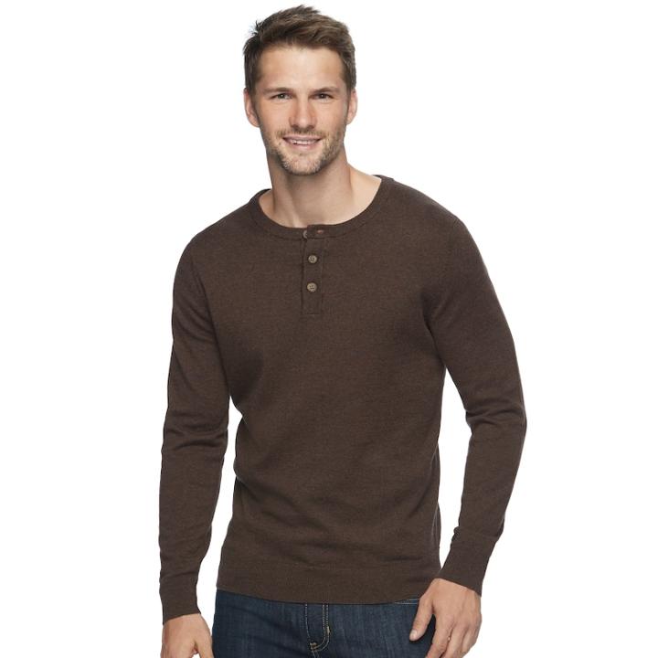 Men's Sonoma Goods For Life&trade; Coolmax Classic-fit Henley, Size: Large, Dark Brown