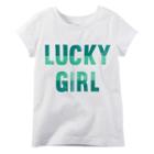 Girls 4-8 Carter's Short Sleeve Lucky Girl Glitter Graphic Tee, Size: 8, White
