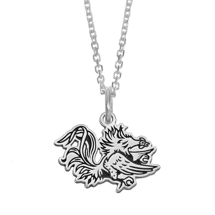 Fiora Sterling Silver South Carolina Gamecocks Team Logo Pendant Necklace, Women's, Size: 16, Grey