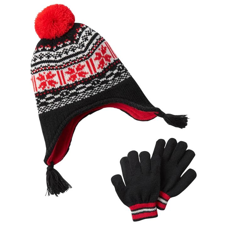 Boys Carter's Knit Trapper Hat & Mittens Set, Black
