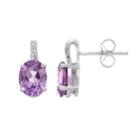 Sterling Silver Lab-created Alexandrite & Diamond Accent Oval Drop Earrings, Women's, White