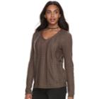 Women's Sonoma Goods For Life&trade; Cable Knit V-neck Sweater, Size: Xl, Med Brown