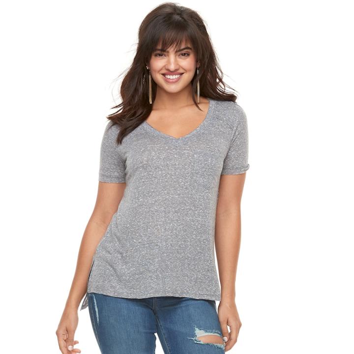 Women's Rock & Republic&reg; V-neck Boyfriend Tee, Size: Small, Med Grey
