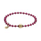 Tfs Jewelry 14k Gold Over Silver Fuchsia Crystal Bead Stretch Bracelet, Women's, Size: 7, Pink