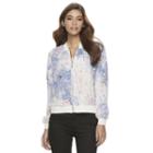 Juniors' Candie's&reg; Reversible Lace Floral Bomber Jacket, Girl's, Size: Medium, White