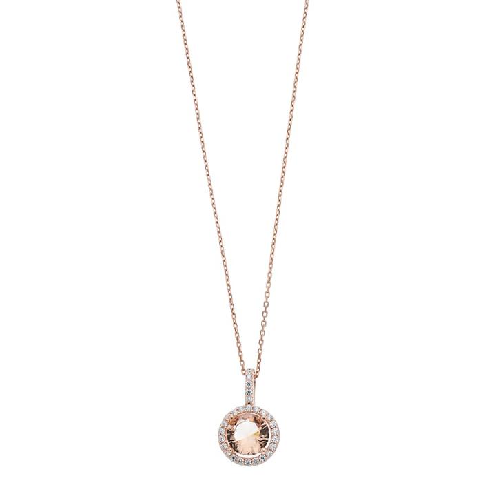 14k Rose Gold Over Silver Simulated Morganite Halo Pendant Necklace, Women's, Size: 18, Pink