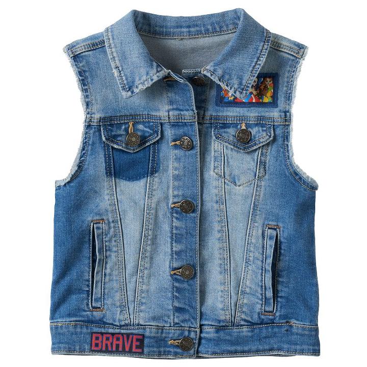 Girls 7-16 Dc Comics Super Hero Girls Wonder Woman, Batgirl & Supergirl Patch Denim Vest, Girl's, Size: Medium, Blue Other