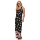 Juniors' Trixxi Floral Strappy Maxi Dress, Teens, Size: Large, Dark Grey