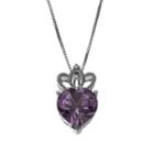Amethyst Sterling Silver Crown & Heart Pendant Necklace, Women's, Size: 18, Purple