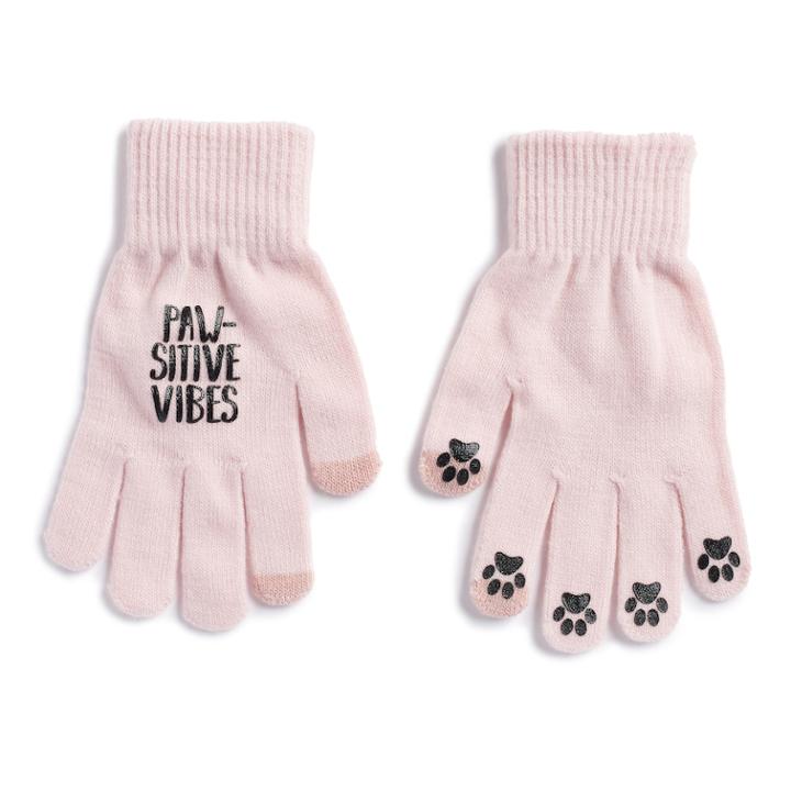 Women's So&reg; Paw-sitive Vibes Tech Knit Gloves, Dark Pink