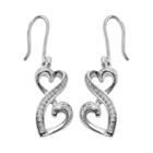 Love Is Forever Sterling Silver 1/10-ct. T.w. Diamond Double Heart Drop Earrings, Women's, White