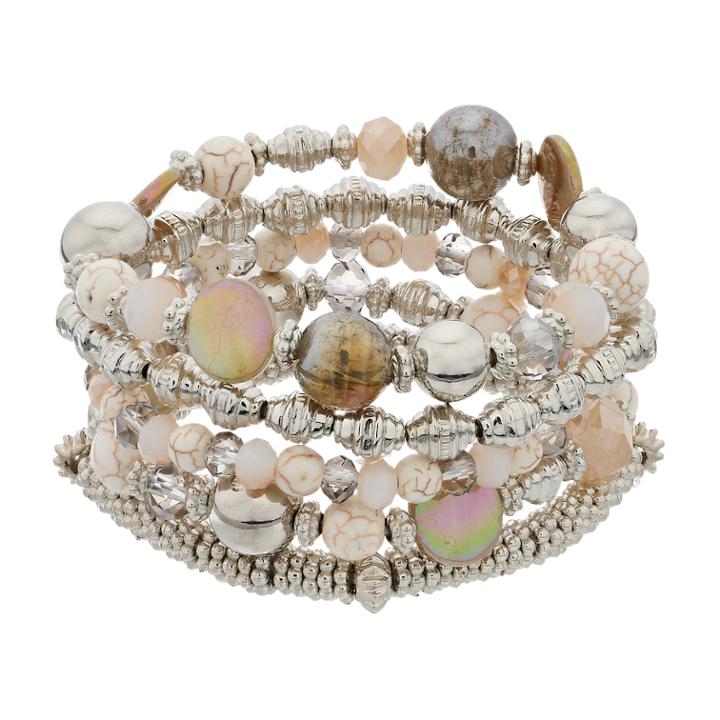 5-row Beaded Stretch Bracelet, Women's, Brown