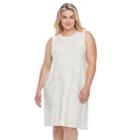 Plus Size Apt. 9&reg; Ribbed Shift Dress, Women's, Size: 1xl, White