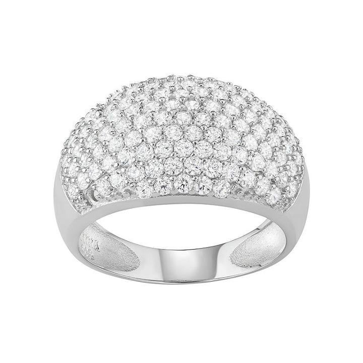 Journee Collection Sterling Silver Cubic Zirconia Dome Ring, Women's, Size: 8, White