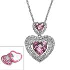 Sterling Silver Lab-created Pink Sapphire And Lab-created White Sapphire Heart Pendant, Women's