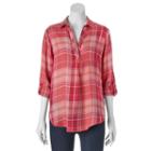 Women's Sonoma Goods For Life&trade; Plaid Top, Size: Medium, Red