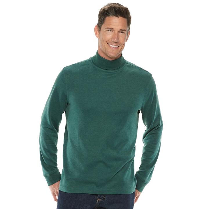 Men's Croft & Barrow&reg; Classic-fit Easy-care Interlock Turtleneck, Size: Xl, Dark Green