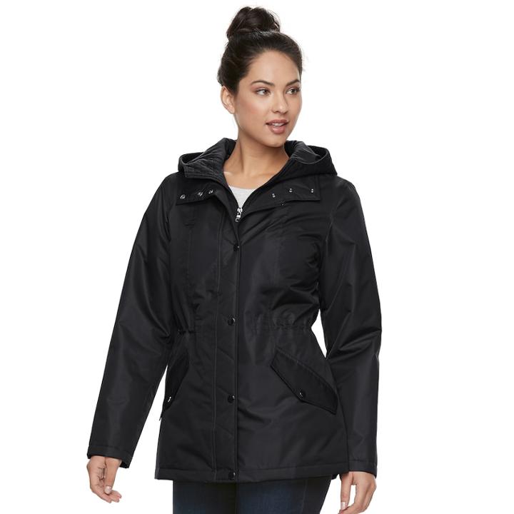 Women's D.e.t.a.i.l.s Hooded Anorak Jacket, Size: Small, Black