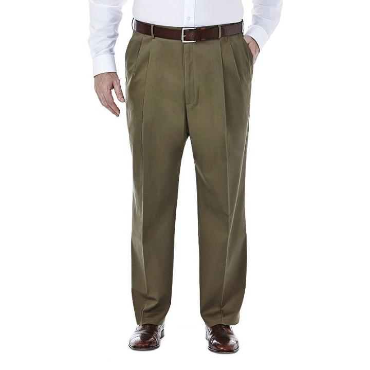 Big & Tall Haggar Premium Stretch No-iron Khaki Pleated Pants, Men's, Size: 46x32, Med Brown