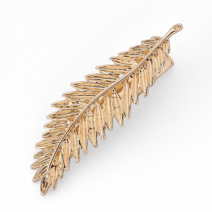 Lc Lauren Conrad Leaf Hair Clip, Women's, Gold