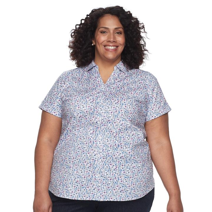Plus Size Croft & Barrow&reg; Button-front Top, Women's, Size: 1xl, Light Pink