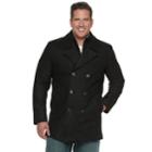 Men's Andrew Marc Wool-blend Double-breasted Bibbed Peacoat, Size: Xl Tall, Black