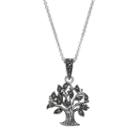 Silver Luxuries Silver-plated Marcasite Tree Pendant, Women's, White