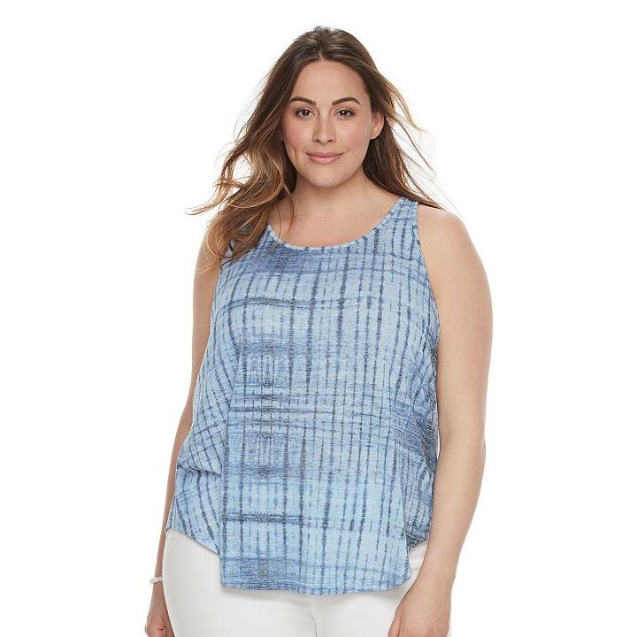 Plus Size Sonoma Goods For Life&trade; Lace-up Back Tank, Women's, Size: 1xl, Light Blue