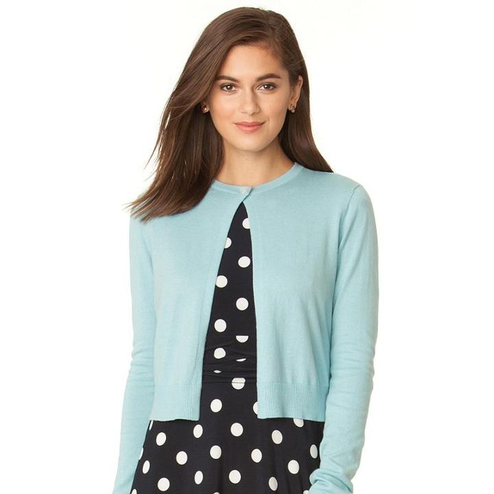 Women's Chaps Crop Cardigan, Size: Small, Blue