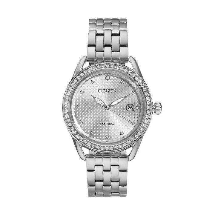Drive From Citizen Eco-drive Women's Ltr Crystal Stainless Steel Watch, Size: Medium, Grey