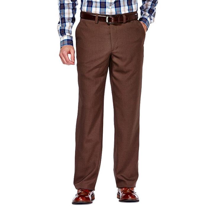 Men's Haggar&reg; Straight-fit Performance Flex-waist Pants, Size: 38x34, Dark Brown