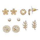 Lc Lauren Conrad Leaf & Flower Stud Earring Set, Women's, Gold