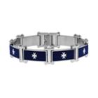 Stainless Steel Cross Bracelet - Men, Size: 8.5, Blue