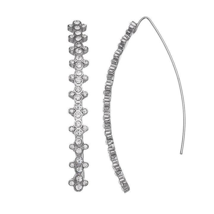 Simply Vera Vera Wang Nickel Free Simulated Crystal Threader Earrings, Women's, Silver