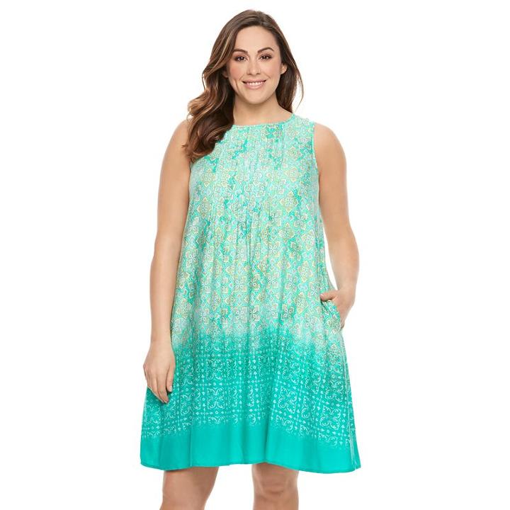 Plus Size Sonoma Goods For Life&trade; Pintuck Dress, Women's, Size: 2xl, Turquoise/blue (turq/aqua)