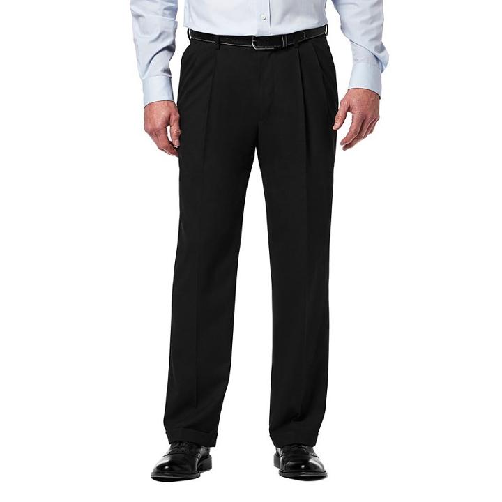 Big & Tall Haggar Premium Classic-fit Stretch Pleated Dress Pants, Men's, Size: 48x32, Black