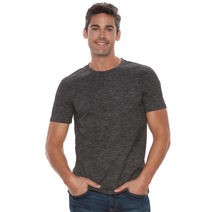 Men's Marc Anthony Slim-fit Shadow Dye Marled Crewneck Tee, Size: Large, Black