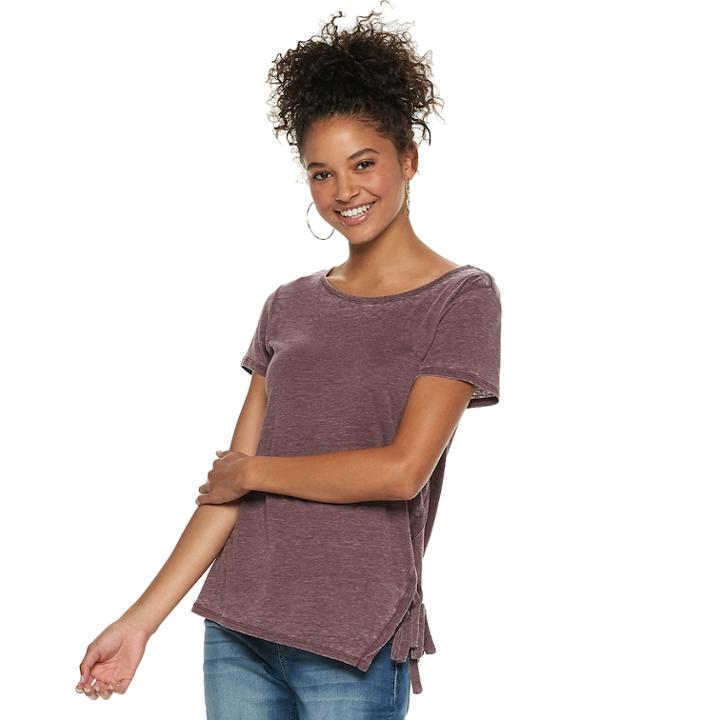 Juniors' Grayson Threads Lace-up Tee, Teens, Size: Xl, Drk Purple