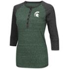 Women's Campus Heritage Michigan State Spartans 3/4-sleeve Henley Tee, Size: Medium, Dark Green