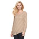 Women's Dana Buchman Pointelle Asymmetrical Sweater, Size: Small, Brown Oth