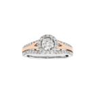 Two Tone 14k Gold 3/4 Carat T.w. Igl Certified Diamond Halo Engagement Ring, Women's, Size: 6, White