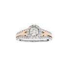 Two Tone 14k Gold 3/4 Carat T.w. Igl Certified Diamond Halo Engagement Ring, Women's, Size: 6, White