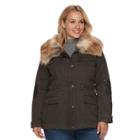 Plus Size Apt. 9&reg; Faux Fur Faux-leather Accent Parka, Women's, Size: 1xl, Dark Brown