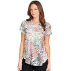 Plus Size Gloria Vanderbilt Print Keyhole Top, Women's, Size: 3xl, Light Red