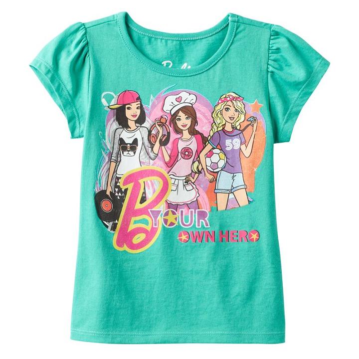 Girls 4-6x Barbie B Your Own Hero Graphic Tee, Girl's, Size: 6x, Green