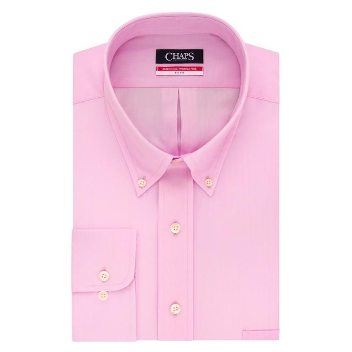 Big & Tall Chaps Essentials Regular-fit Herringbone Wrinkle-free Dress Shirt, Men's, Size: 19 36/7b, Pink