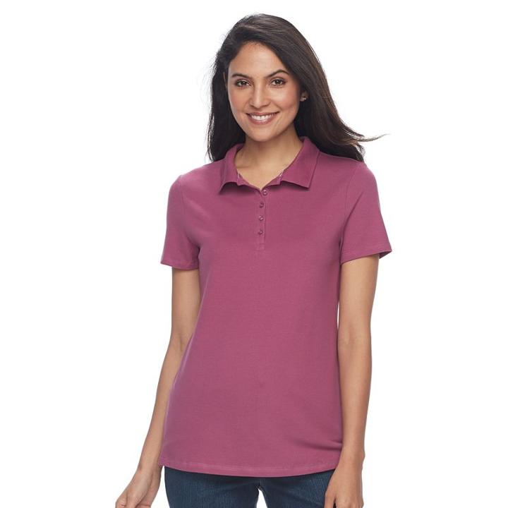 Women's Croft & Barrow&reg; Classic Solid Polo, Size: Xs, Med Purple