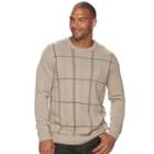 Big & Tall Croft & Barrow&reg; Classic-fit Windowpane Crewneck Sweater, Men's, Size: Xxl Tall, Lt Brown